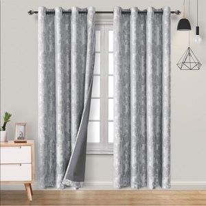 Damask 100% Blackout Curtains - Noise Reducing & Thermal Insulated Gray 52x96